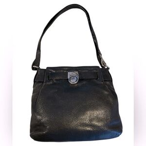 Michael Kors Traveler Top Zip Messenger Black Leather Crossbody Bag